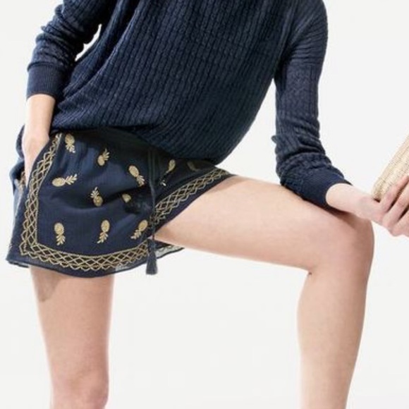 J. Crew Pants - J. Crew Embroidered Pineapple Gauze Shorts W3577
